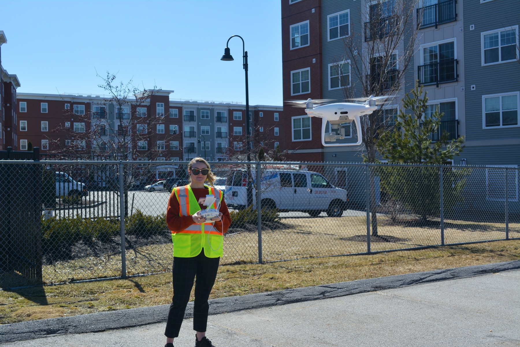 Amy Chase flying a drone