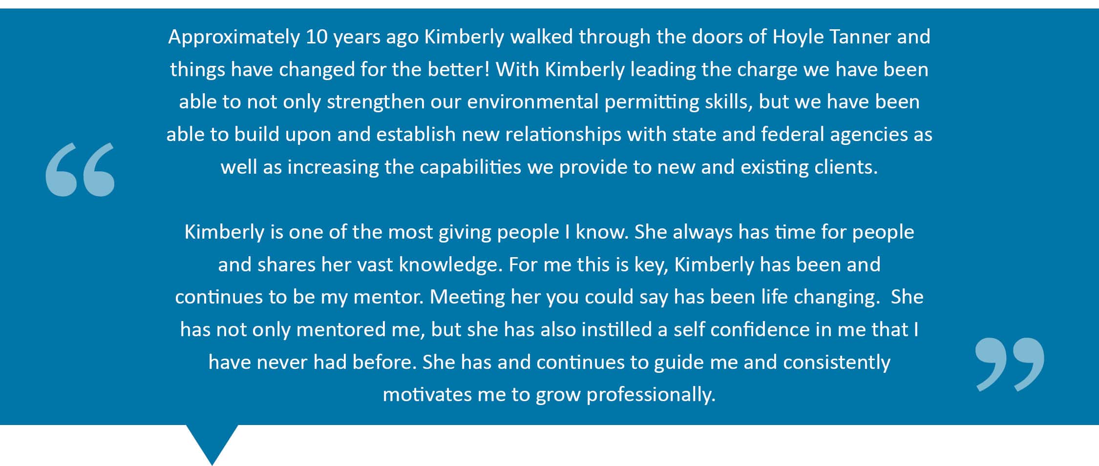 quotes from Kimberly's nominator