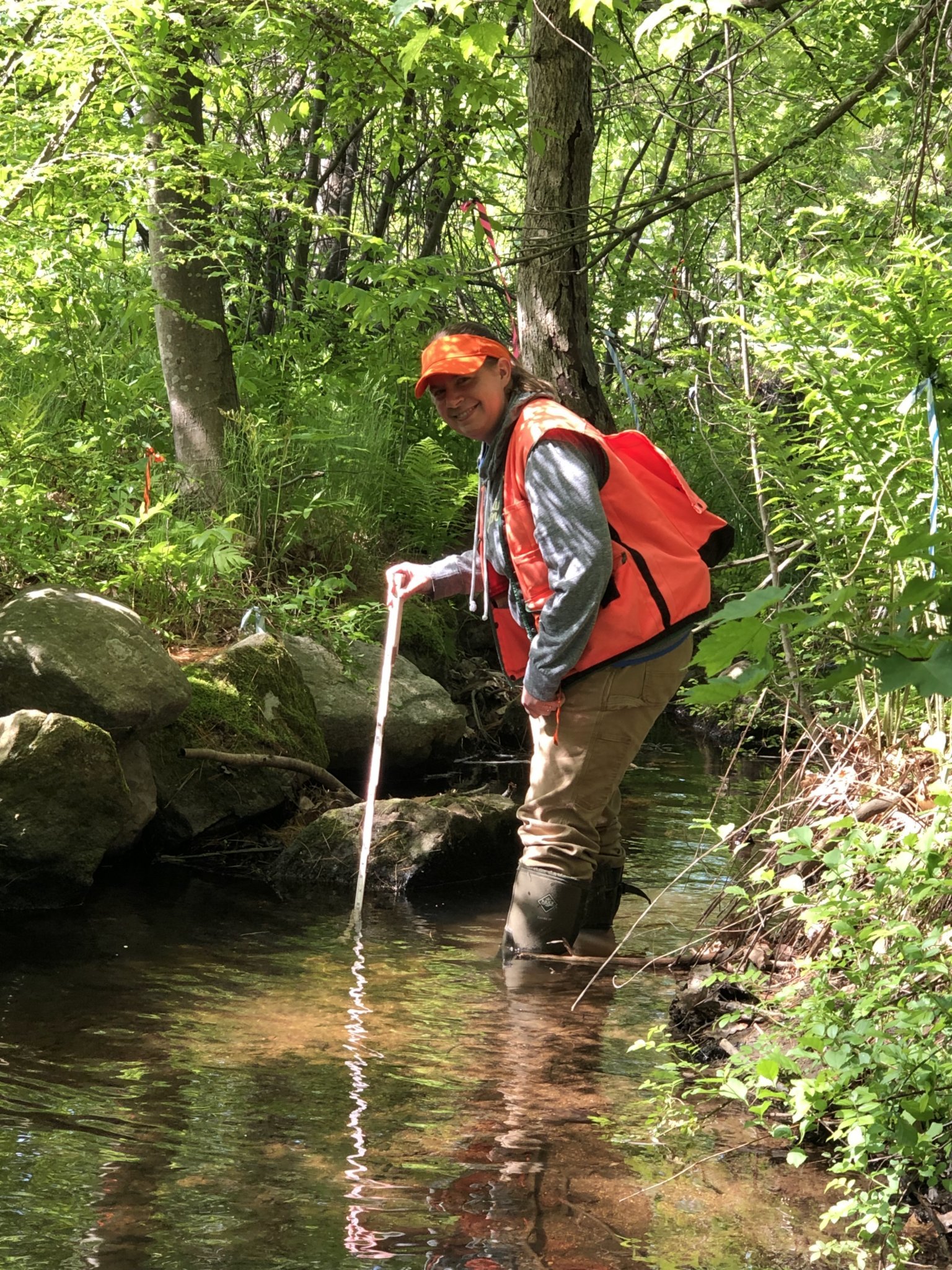 Hoyle Tanner Environmental Scientist Joanne Theriault assesses a wetland for functions and values.