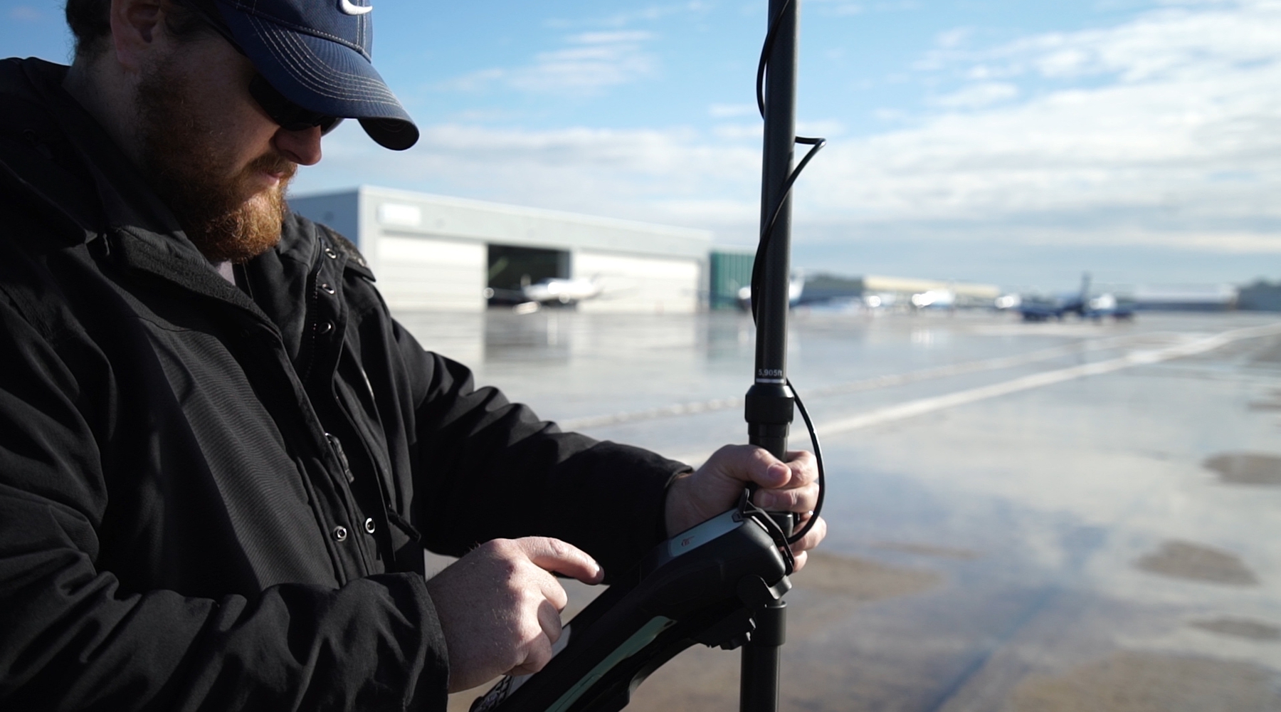 Justin Keefe on the airfield working as construction inspector