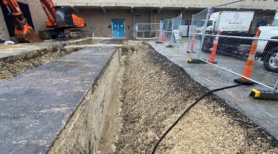 Construction progress for the St. Joseph's Steam Utility Tunnel Rehabilitation.