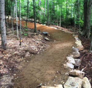 A photo of a mountain biking trail that Hoyle Tanner experts did environmental permitting for.
