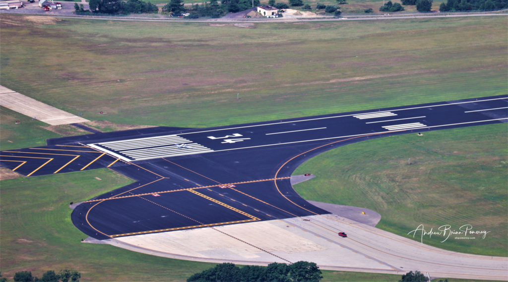 Image of a runway end with the number "34" clearly visible. 