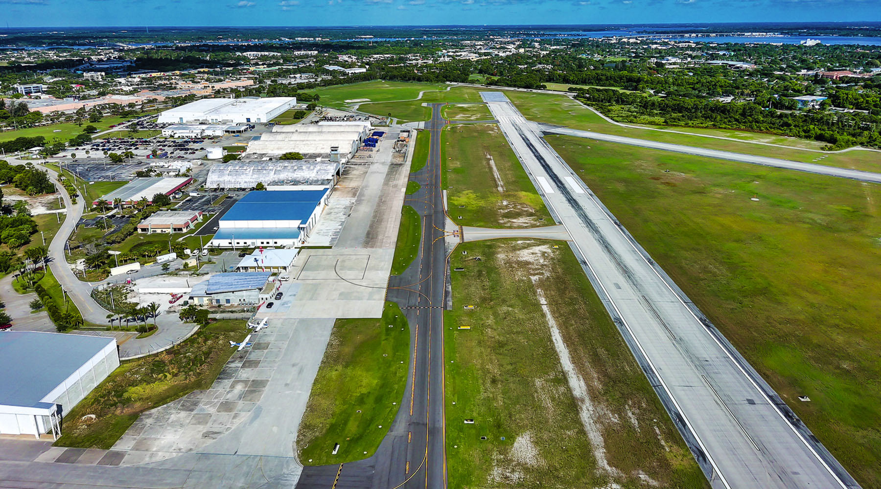 Martin County Taxiway Rehabilitation photo - drone photo of the runway rehab