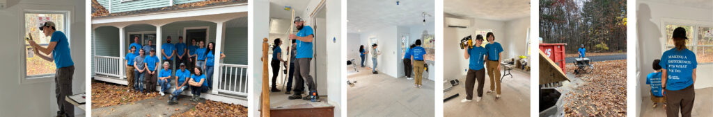 Linear collage featuring our team volunteering with Habitat for Humanity