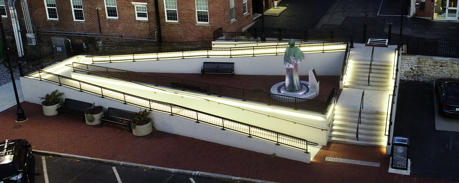 Aerial view of Mill Girl Stairs Ramp