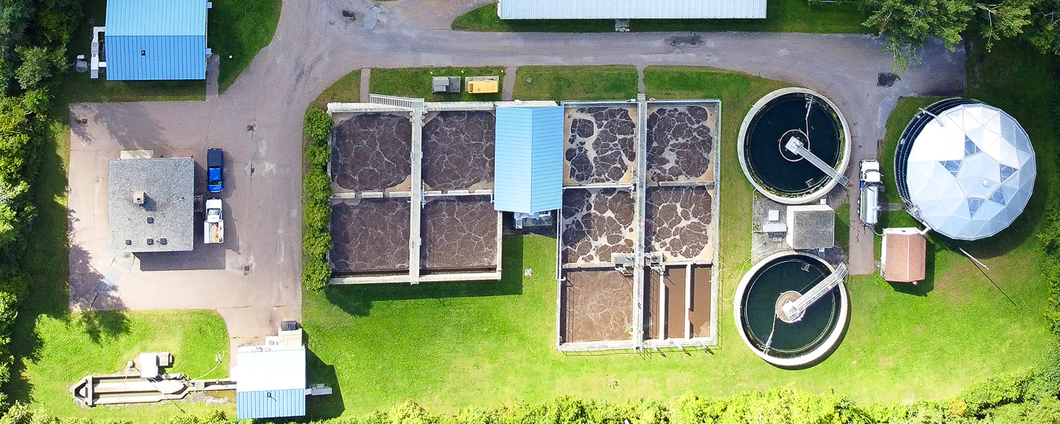 Aerial view of the Bartlett Bay wwtf (taken directly over the site).