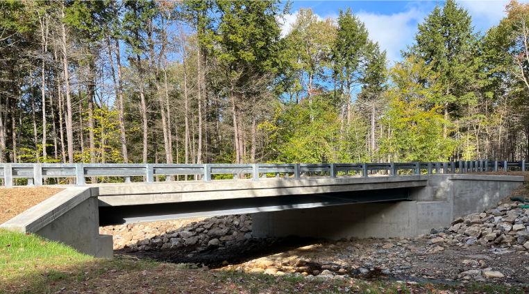 The replacement steel beam superstructure in Richmond, New Hampshire.