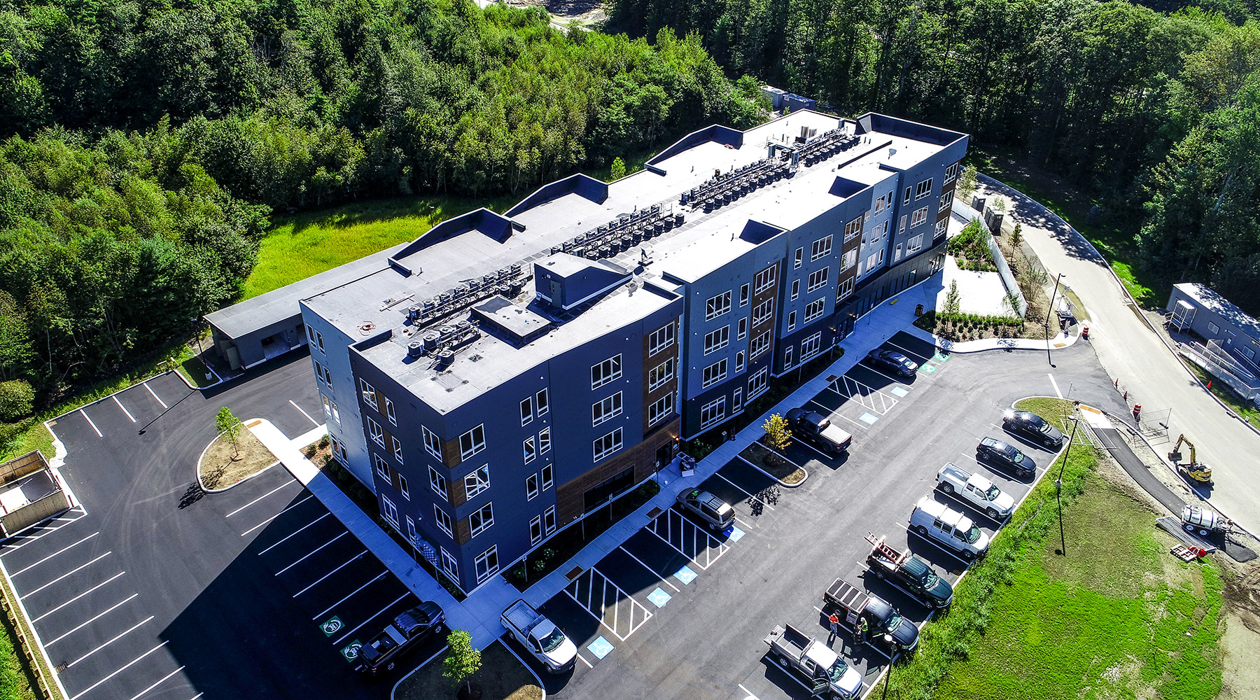 An aerial image of the 76 Dennet Road property in Kittery, ME.