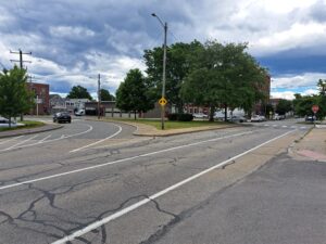 Section of roadway on the Walnut Oval in Nashua. 