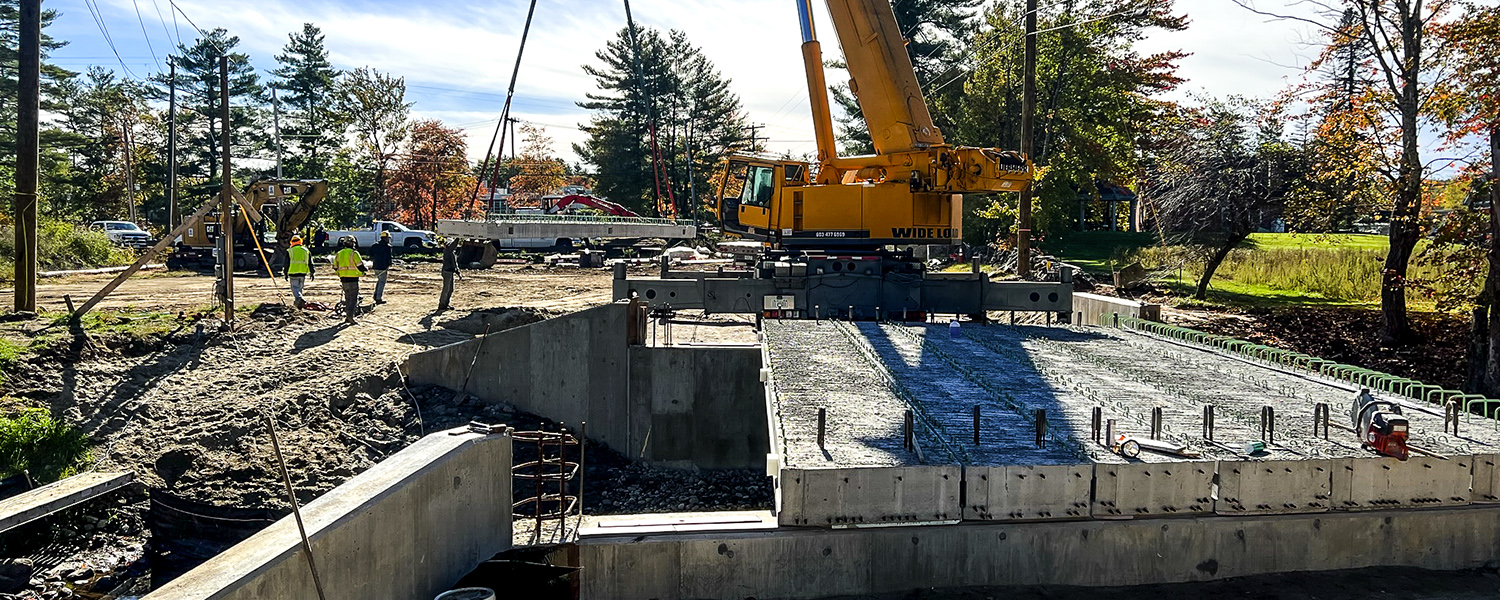 Active construction on Sand Hill Bridge in Newport
