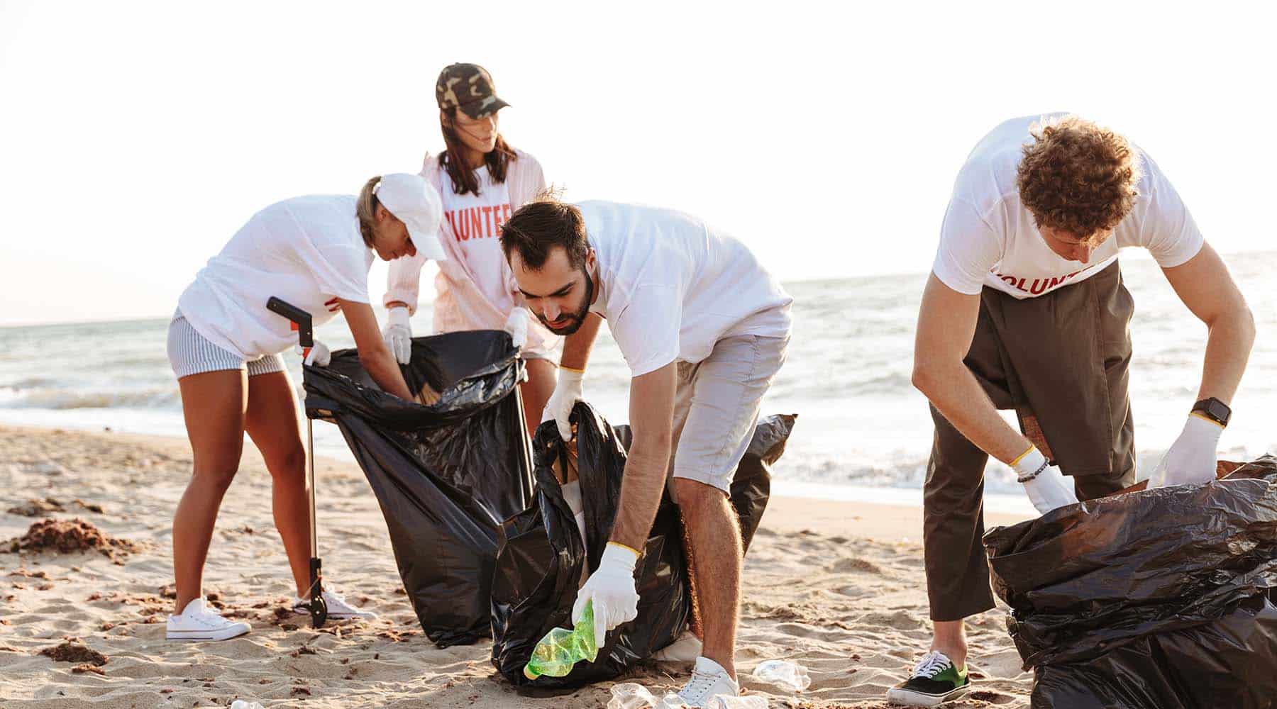 Beach cleanup volunteering