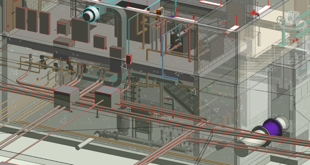 BIM integrates detailed information about every element in a model, as seen here in a wastewater treatment facility project.