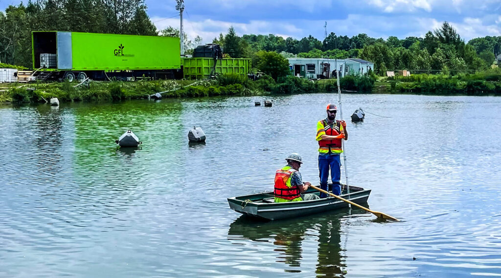 Post-removal lagoon sludge survey by our team