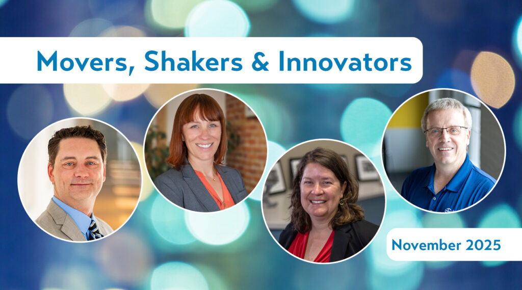 Movers, Shakers & Innovators featured graphic that has headshots of the winners and the title of the award