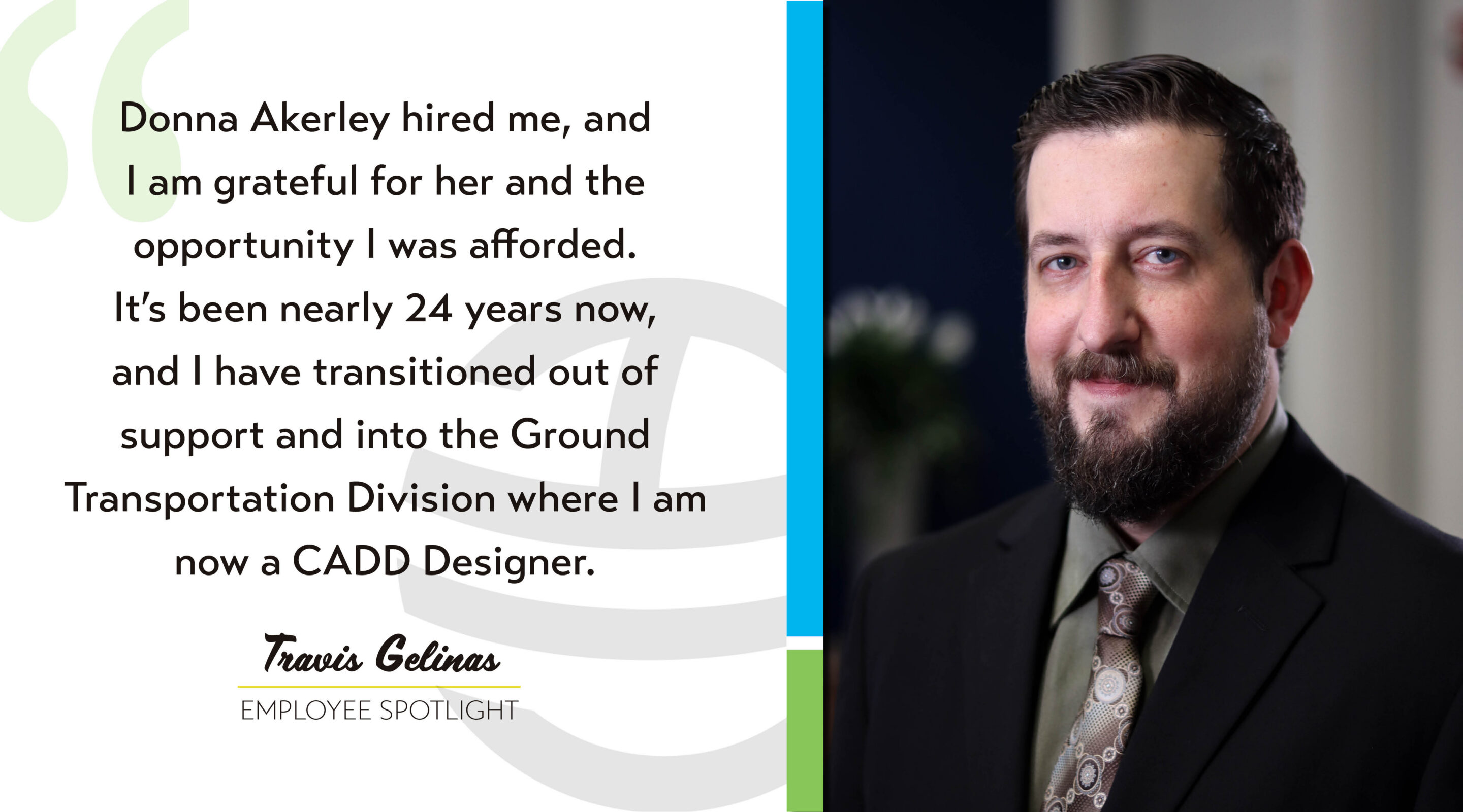 Travis Gelinas's corporate headshot next to a quote from the article