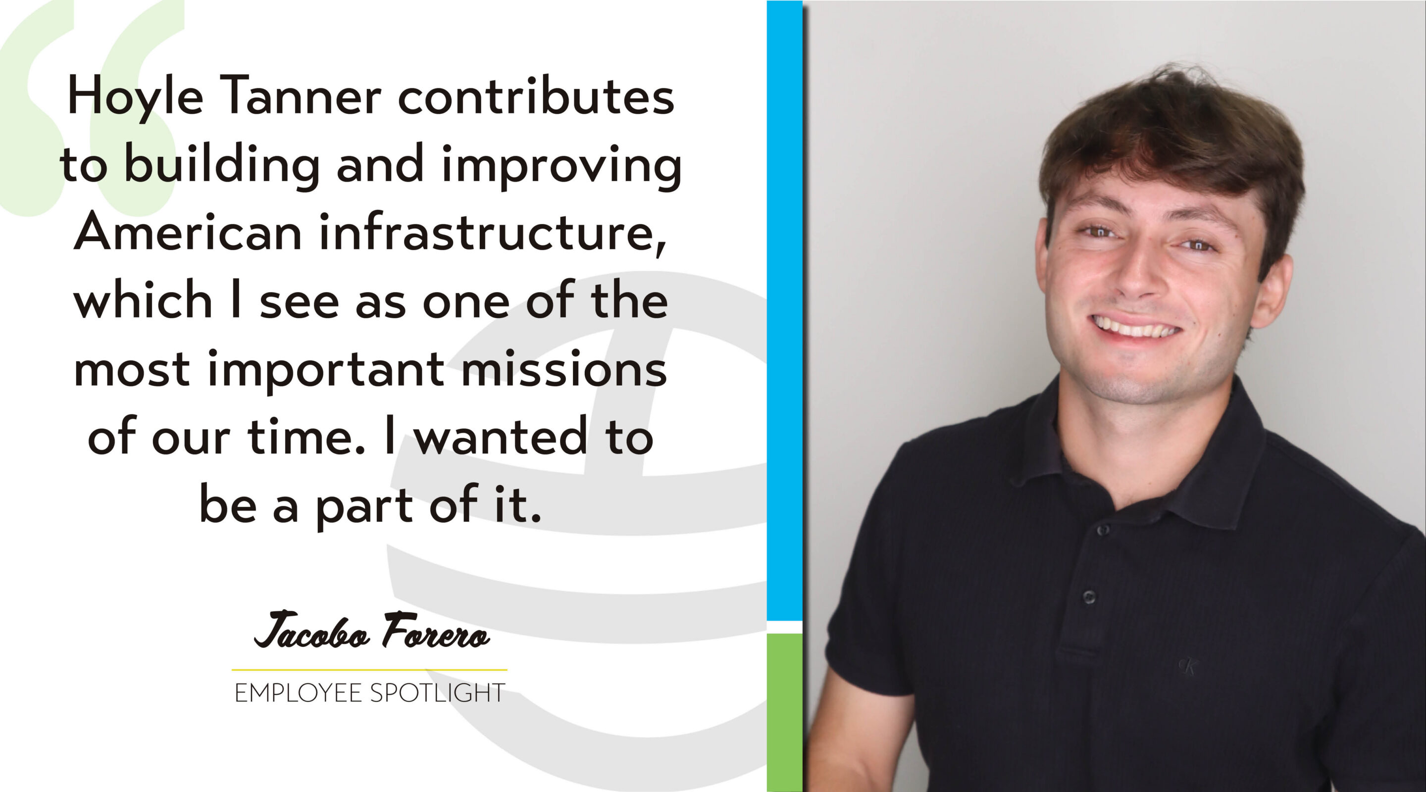 Jacobo Forero's professional photo beside a quote from his employee spotlight