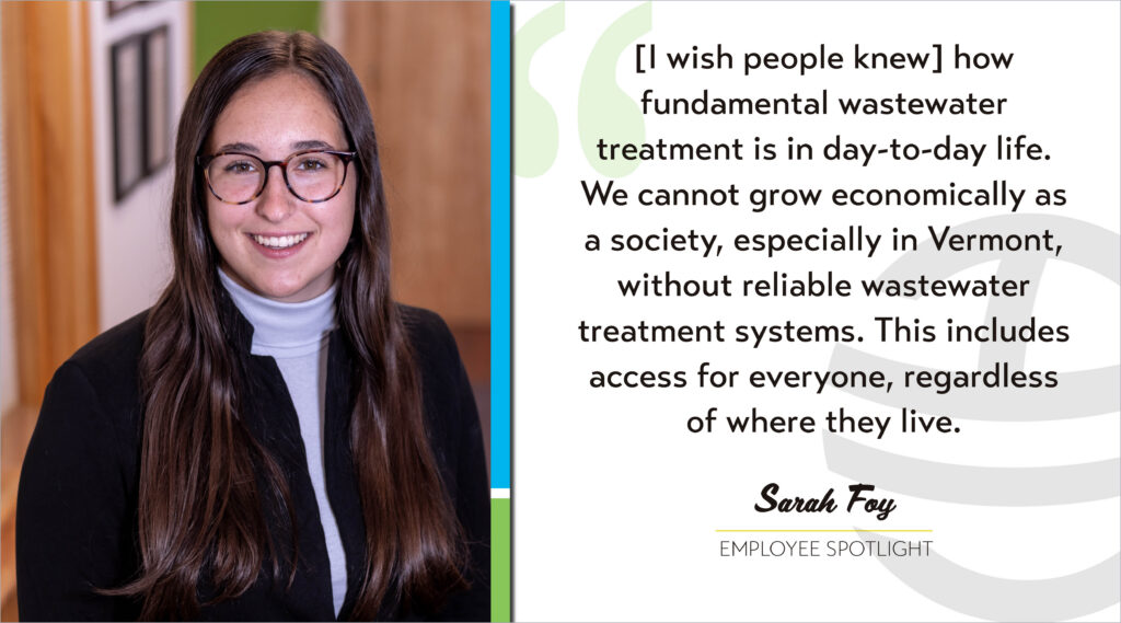 Sarah Foy's headshot next to a quote from her employee spotlight