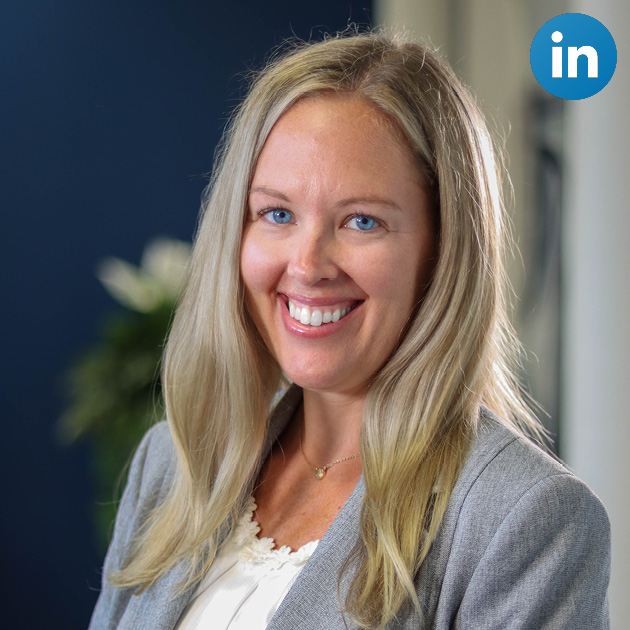 Amy Chase Headshot with LinkedIn Icon on corner