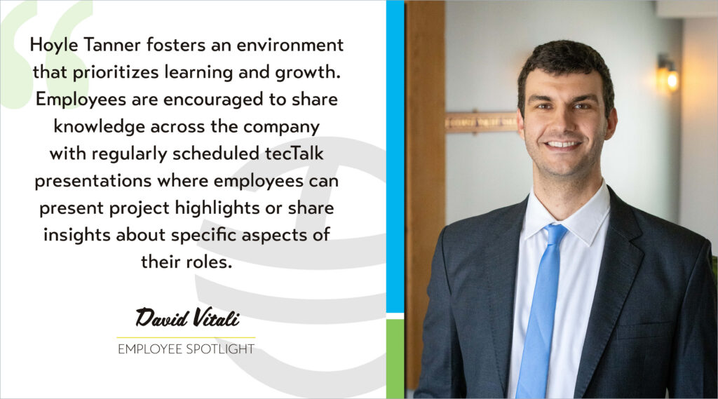 David Vitali's corporate headshot next to a quote from his spotlight