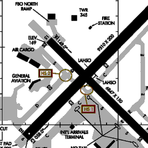 rendering layout of taxiway t extension showing the two critical hot spots